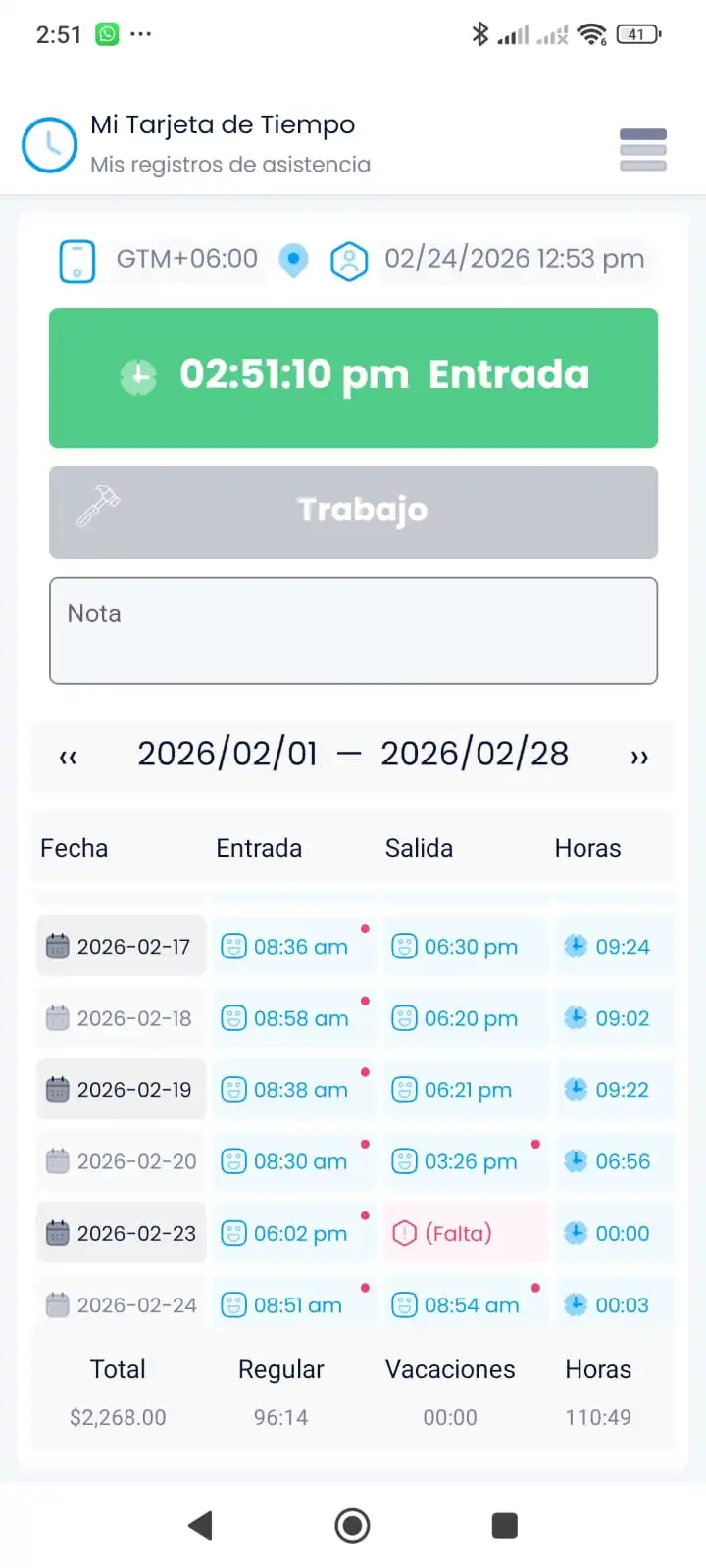 Reloj checador móvil KIS TA